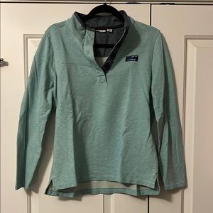 L.L. Bean Women's Long Sleeve Pullover in Seafoam Green with Black Trim